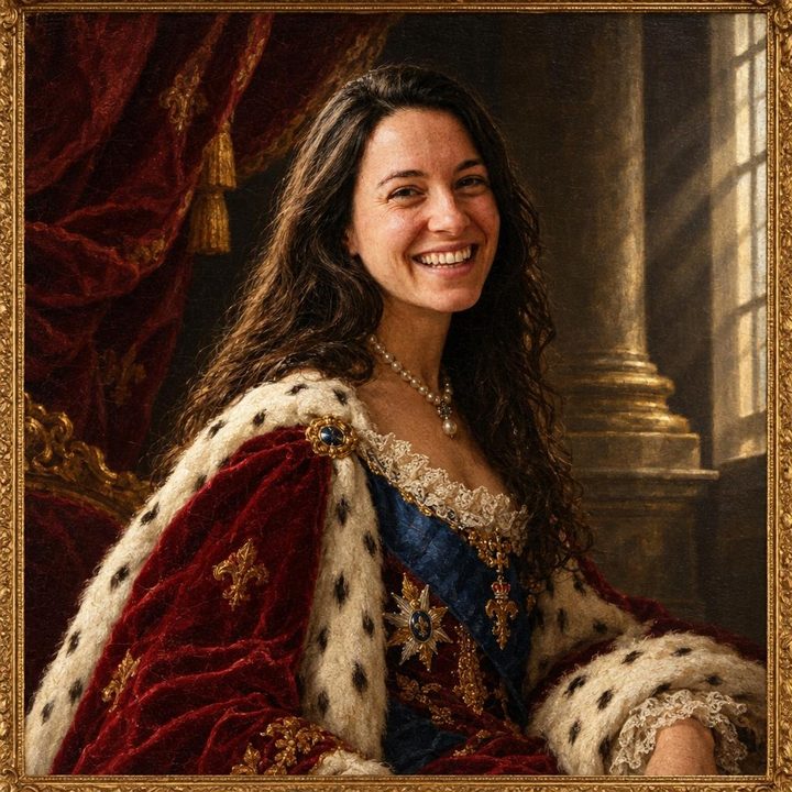 The same person as a royal oil portrait.